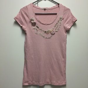 J crew t-shirt pink with appliqué